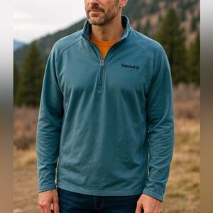 NWT Timberland Men's Aegean Blue Quarter Zip Jacket